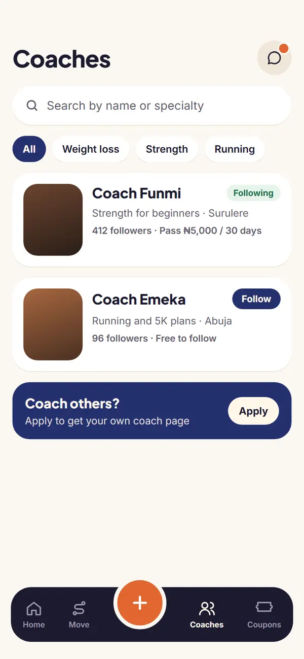 Coaches list