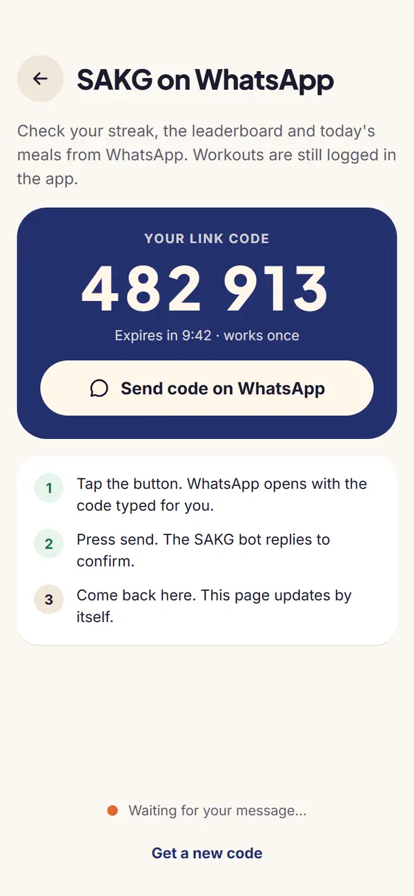 Link WhatsApp screen